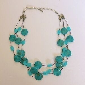 Etsy handmade Turquoise Statement Necklace 3 strand Cord with Turquoise Jewelry